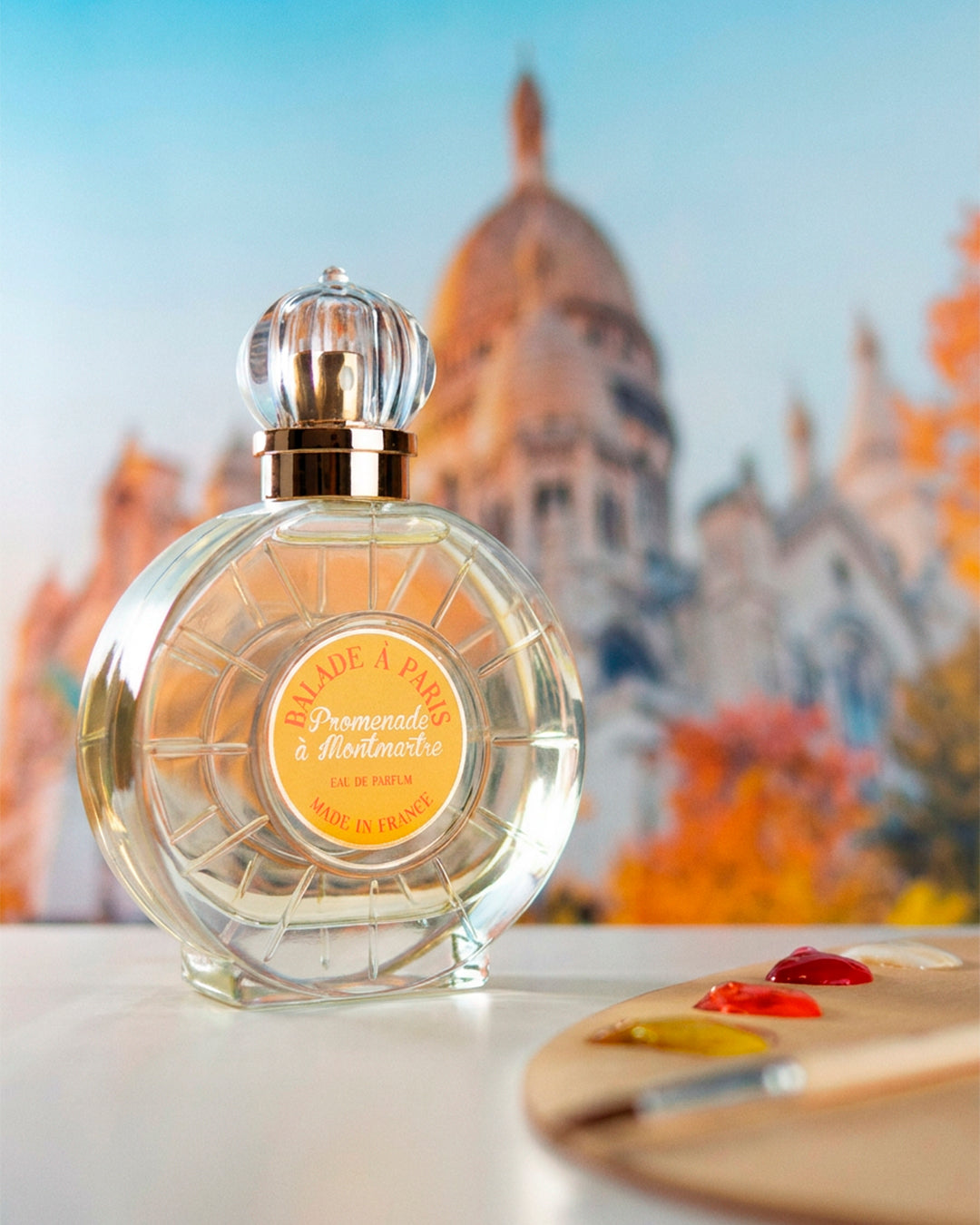 Jeanne Arthes Promenade a Montmartre Eau de Parfum bottle in a styled display
