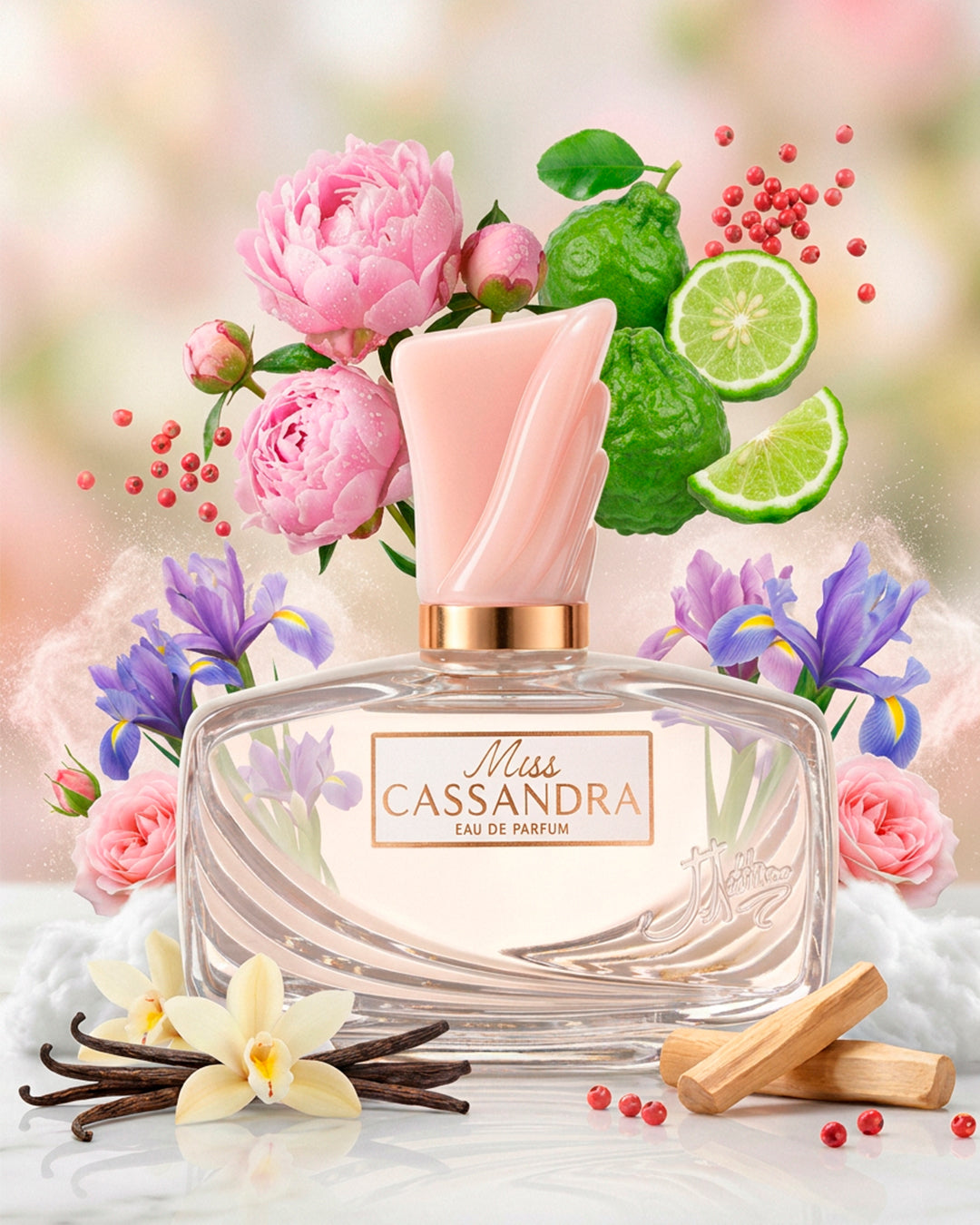 Jeanne Arthes Miss Cassandra Eau de Parfum for women bottle in a styled display