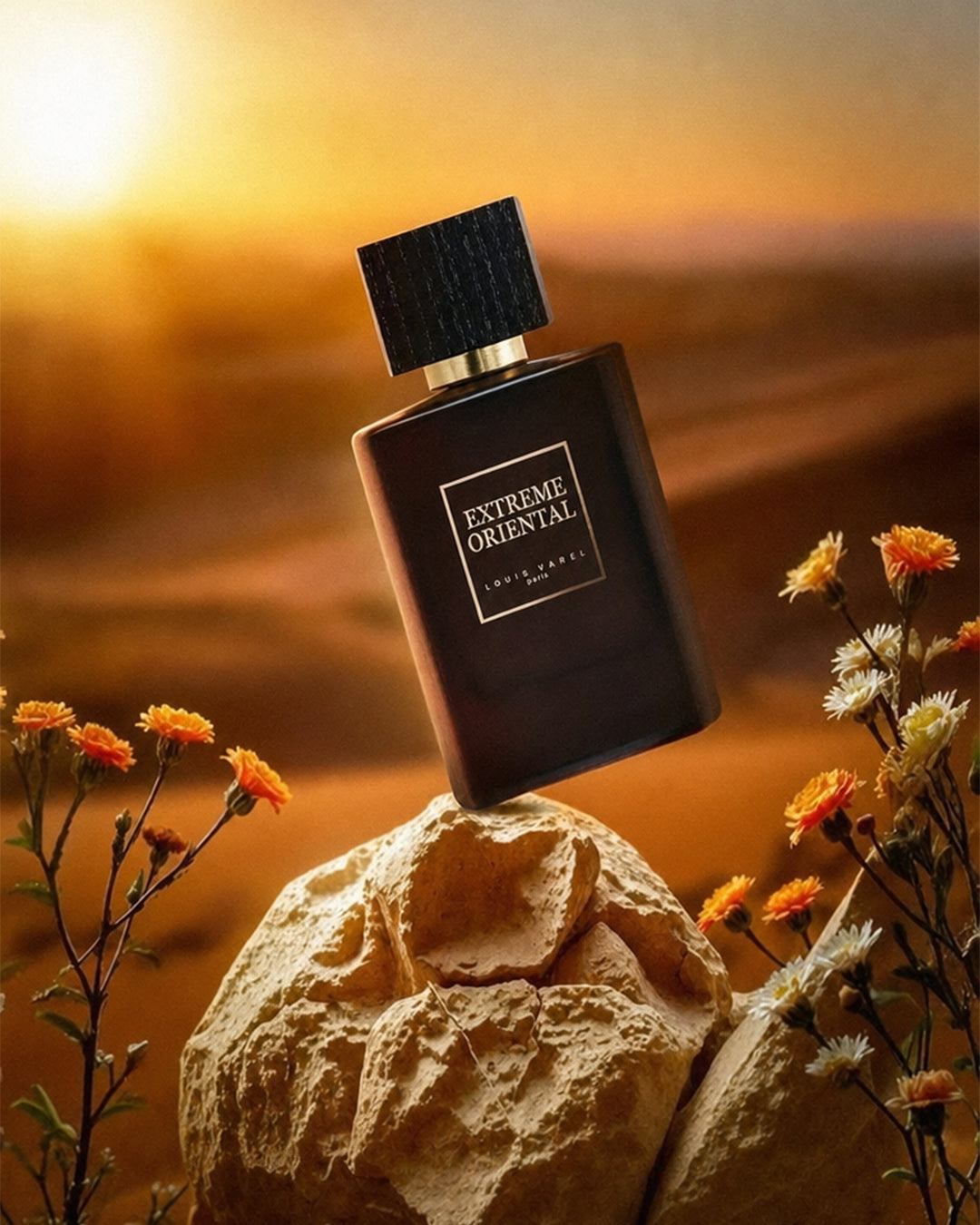 Louis Varel Extreme Oriental Eau de Parfum unisex bottle in a styled display