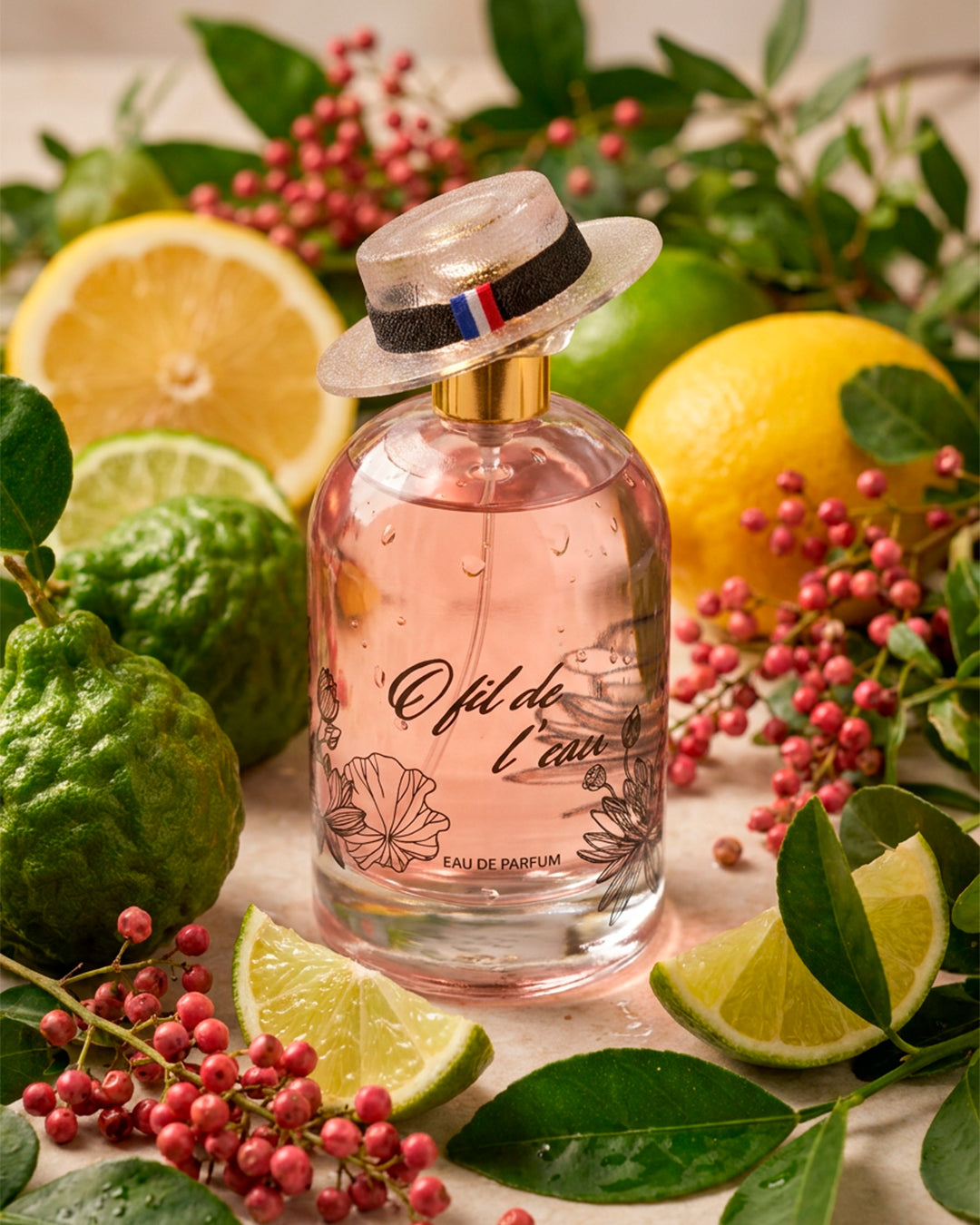 O Fil de l'Eau Joy Eau de Parfum for women bottle in a styled display