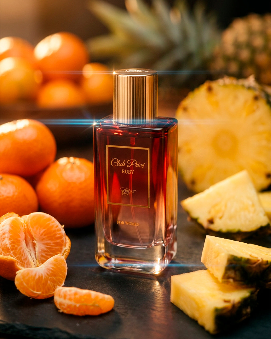 Club Prive Ruby Eau de Parfum for women bottle in a styled display