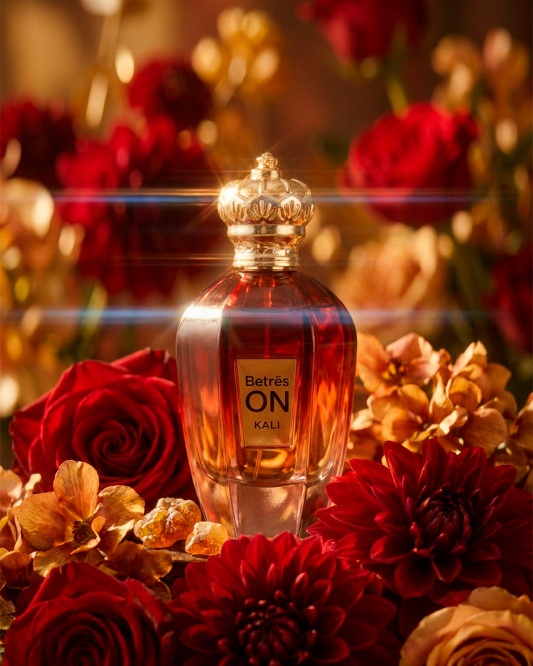 Betres On Kali Eau de Parfum for women bottle in a styled display