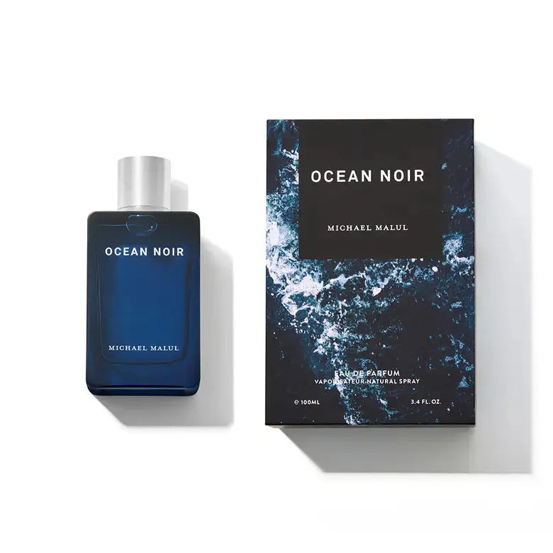 Michael Malul London Ocean Noir Eau de Parfum 100 ml / 3.4 fl oz bottle and box on a white background