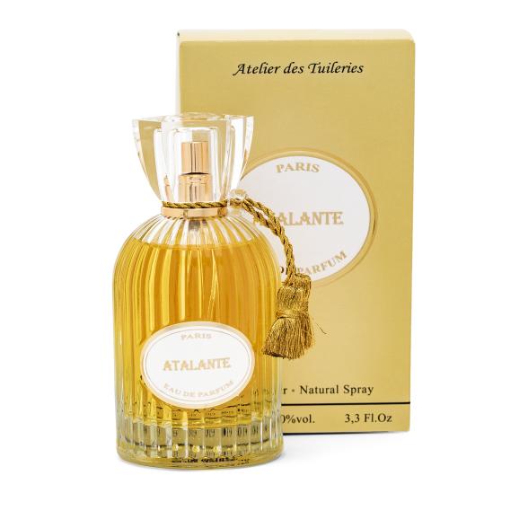 Atelier des Tuileries Atalante Eau de Parfum 100 ml bottle and box on a white background